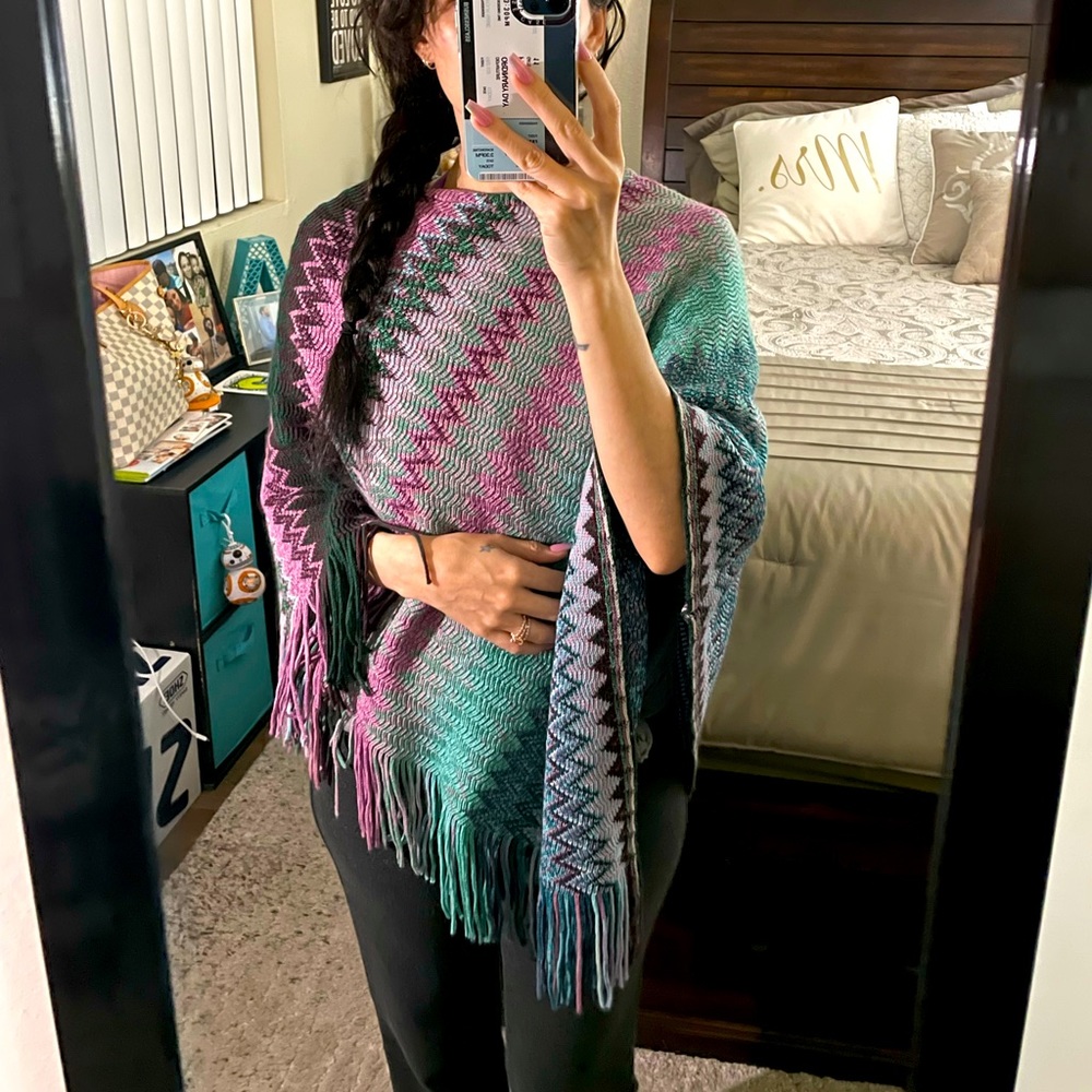 Woven Purple/Teal Poncho